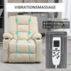 Relaxstoel elektrisch met opsta hulp, usb massagestoel met afstandsbediening, wielen & bekerhouder in crème 6