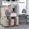 Relaxstoel elektrisch met opsta hulp, usb massagestoel met afstandsbediening, wielen & bekerhouder in crème 8