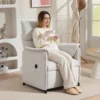 Relaxstoel elektrisch tv stoel met geheugenfunctie, stiller geluid, verstelbare ligfunctie relaxstoel met huisdiervriendelijk fluweelimitatie, afstandsbediening crème 2