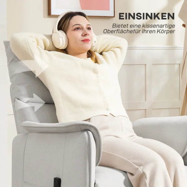 Relaxstoel elektrisch tv stoel met geheugenfunctie, stiller geluid, verstelbare ligfunctie relaxstoel met huisdiervriendelijk fluweelimitatie, afstandsbediening crème 9