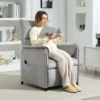 Relaxstoel elektrisch tv stoel met geheugenfunctie, stiller geluid, verstelbare ligfunctie relaxstoel met huisdiervriendelijk fluweelimitatie, afstandsbediening grijs 2