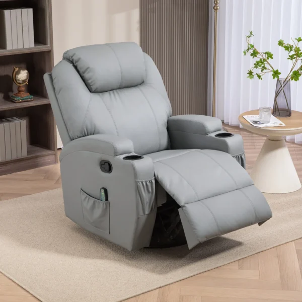 Relaxstoel met elektrische massagefunctie, televisiestoel met lig & schommelfunctie, draaibaar, tv stoel met veersysteem 2