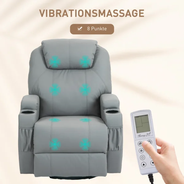 Relaxstoel met elektrische massagefunctie, televisiestoel met lig & schommelfunctie, draaibaar, tv stoel met veersysteem 5