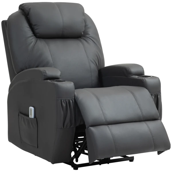 Relaxstoel met massagefunctie, elektrische tv stoel met ligfunctie, massagestoel met afstandsbediening, bekerhouder 1