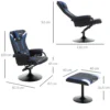 Relaxstoel met voetenbank, 130° kantelbaar, tv stoel & gestoffeerde stoel, gamingstoel met ligfunctie in donkerblauw & zwart 4