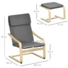 Relaxstoel met voetenbank oorfauteuil grijs met armleuning en linnen bekleding voor woonkamer & ontspanning 4