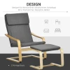 Relaxstoel met voetenbank oorfauteuil grijs met armleuning en linnen bekleding voor woonkamer & ontspanning 8