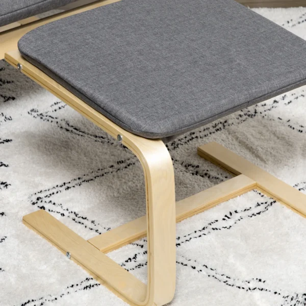 Relaxstoel met voetenbank oorfauteuil grijs met armleuning en linnen bekleding voor woonkamer & ontspanning 9