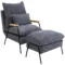 Relaxstoel oorfauteuil met kruk, tv stoel met kantelbare rugleuning, kussen, gestoffeerde stoel, tv fauteuil, grijs, 68 x 91,5 x 88 cm 1