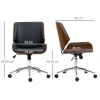 Retro bureaustoel, in hoogte verstelbare houten bureaustoel, draaistoel met kantelfunctie, zwart 4