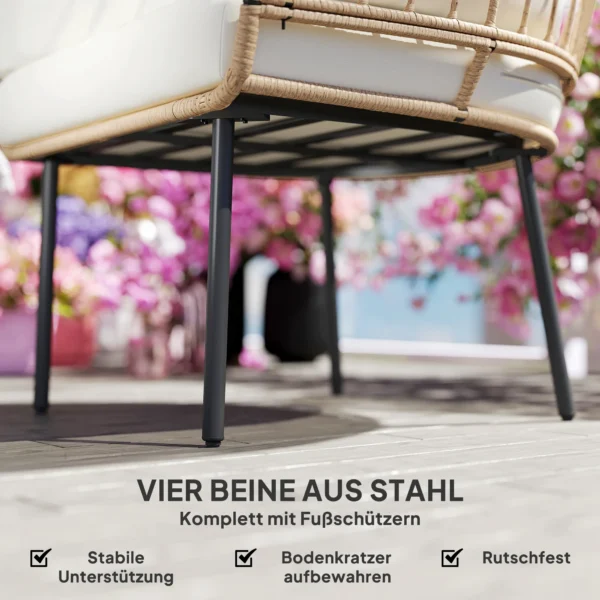 Rieten ei vormige stoel met afneembaar kussen, kussens, extra grote outdoor stoel van riet, weerbestendige mandstoel tuinstoelen voor tuin, balkon, veranda, terras beige 8