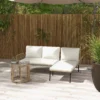 Rieten tuinmeubelset tuinset met ligstoel, salontafel, tweezitter & crème zitkussens voor terras & balkon 2