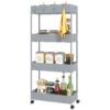 Rolwagen, keukenrek met 4 niveaus, opbergrek met wielen, keukenwagen met remmen, serveerwagen voor keuken, slaapkamer, woonkamer, kunststof, grijs, 40 x 19 x 90 cm 1