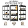 Rolwagen, keukenrek met 4 niveaus, opbergrek met wielen, keukenwagen met remmen, serveerwagen voor keuken, slaapkamer, woonkamer, kunststof, zwart, 40 x 19 x 90 cm 7
