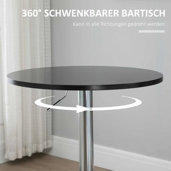 Ronde bartafel hoogteverstelbaar draaitafel staal zwart Ø61x70 97cm 6