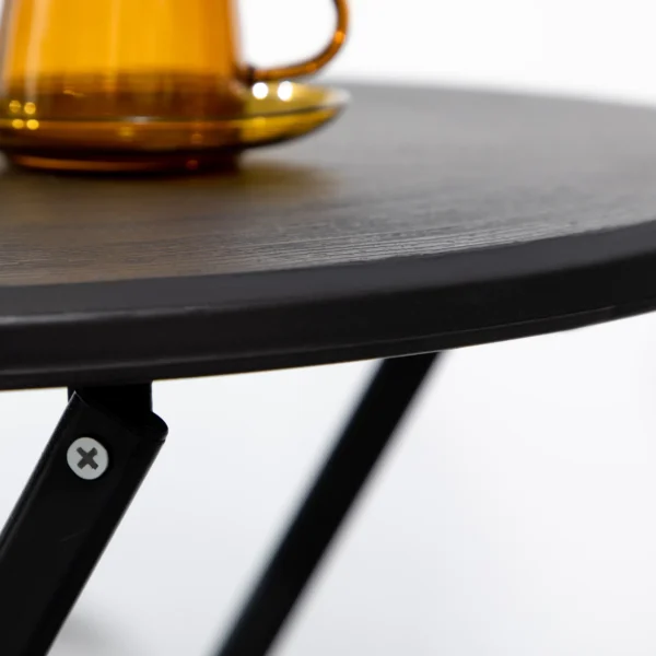 Ronde opklapbare tafel Ø60 cm tuin eettafel met decoratieve houtlook voor balkon terras donkergrijs 10