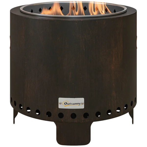 Rookvrije vuurkorf tafelvuurplaats Ø45 cm met handvat en pook, ideaal voor tuin en camping, metaal zwart 1