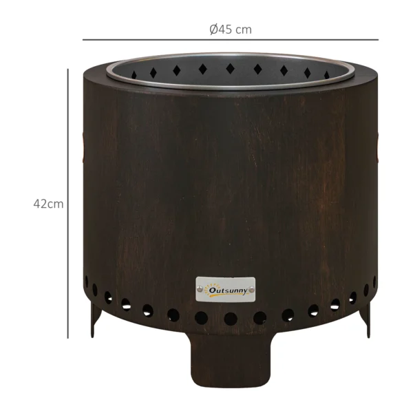 Rookvrije vuurkorf tafelvuurplaats Ø45 cm met handvat en pook, ideaal voor tuin en camping, metaal zwart 4