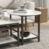 Salontafel set van 2 bijzettafel koffietafel set tafel in modern ontwerp met marmerlook voor woonkamer slaapkamer staal 10