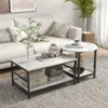 Salontafel set van 2 bijzettafel koffietafel set tafel in modern ontwerp met marmerlook voor woonkamer slaapkamer staal 2