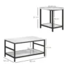 Salontafel set van 2 bijzettafel koffietafel set tafel in modern ontwerp met marmerlook voor woonkamer slaapkamer staal 4