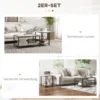 Salontafel set van 2 bijzettafel koffietafel set tafel in modern ontwerp met marmerlook voor woonkamer slaapkamer staal 5
