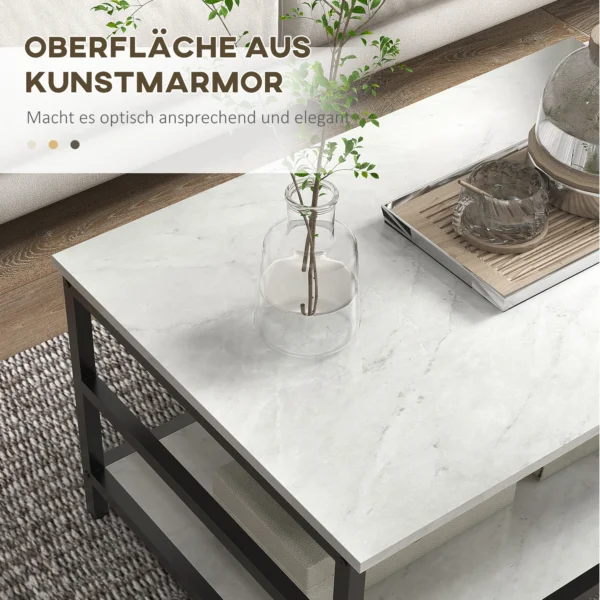 Salontafel set van 2 bijzettafel koffietafel set tafel in modern ontwerp met marmerlook voor woonkamer slaapkamer staal 7