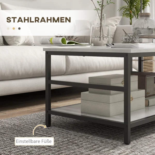 Salontafel set van 2 bijzettafel koffietafel set tafel in modern ontwerp met marmerlook voor woonkamer slaapkamer staal 8