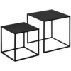 Salontafelset 2 delig bijzettafels modern design stalen frame tot 10 kg zwart 120x59x45cm voor woonkamer 1