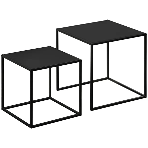 Salontafelset 2 delig bijzettafels modern design stalen frame tot 10 kg zwart 120x59x45cm voor woonkamer 1