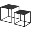 Salontafelset 2 delig bijzettafels modern design stalen frame tot 10 kg zwart 120x59x45cm voor woonkamer 10