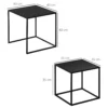 Salontafelset 2 delig bijzettafels modern design stalen frame tot 10 kg zwart 120x59x45cm voor woonkamer 4