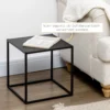 Salontafelset 2 delig bijzettafels modern design stalen frame tot 10 kg zwart 120x59x45cm voor woonkamer 6