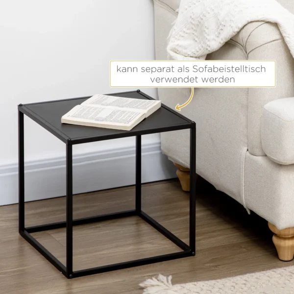 Salontafelset 2 delig bijzettafels modern design stalen frame tot 10 kg zwart 120x59x45cm voor woonkamer 6