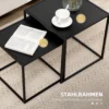 Salontafelset 2 delig bijzettafels modern design stalen frame tot 10 kg zwart 120x59x45cm voor woonkamer 7