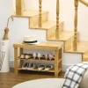 Schoenenbank garderobebank van bamboe met 3 verdiepingen voor 6 paar schoenen, schoenenrek 70 x 28 x 45 cm, natuurlijke opbergoplossing 2