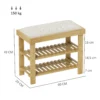 Schoenenbank met zitvlak, bamboe zitbank met opbergruimte, schoenenrek met 2 open vakken, zitbank, bank, garderobebank voor woonkamer, hal, 60 x 29 x 49 cm crèmewit 4