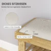 Schoenenbank met zitvlak, bamboe zitbank met opbergruimte, schoenenrek met 2 open vakken, zitbank, bank, garderobebank voor woonkamer, hal, 60 x 29 x 49 cm crèmewit 5
