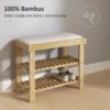 Schoenenbank met zitvlak, bamboe zitbank met opbergruimte, schoenenrek met 2 open vakken, zitbank, bank, garderobebank voor woonkamer, hal, 60 x 29 x 49 cm crèmewit 7