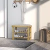 Schoenenbank met zitvlak, bamboe zitbank met opbergruimte, schoenenrek met 2 open vakken, zitbank, bank, garderobebank voor woonkamer, hal, 60 x 29 x 49 cm crèmewit 8
