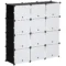 Schoenenkast opbergdoos met 12 kubussen diy stekkerrek met deuren kunststof staal zwart+wit 125 x 32 x 125 cm 1