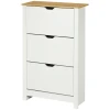 Schoenenkast schoenenkantelaar schoenenrek 3 kleppen voor 18 paar schoenen ruimtebesparend in wit en natuur 72 x 26 x 112 cm voor hal & entreegebied 1