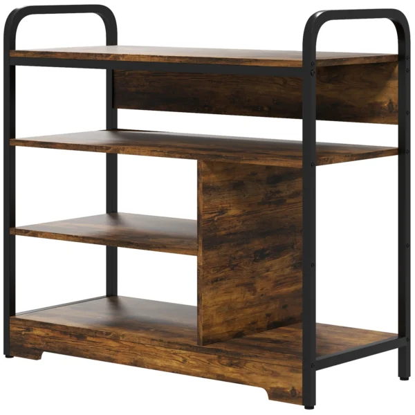 Schoenenrek schoenenstandaard 4 niveaus met handvat voor maximaal 11 paar schoenen schoenenplank voor entree hal 70 x 30 x 65 cm rustiek bruin 1