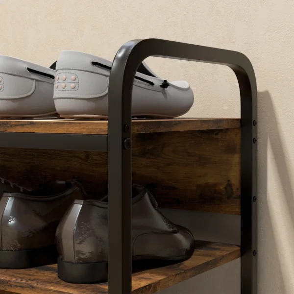 Schoenenrek schoenenstandaard 4 niveaus met handvat voor maximaal 11 paar schoenen schoenenplank voor entree hal 70 x 30 x 65 cm rustiek bruin 10