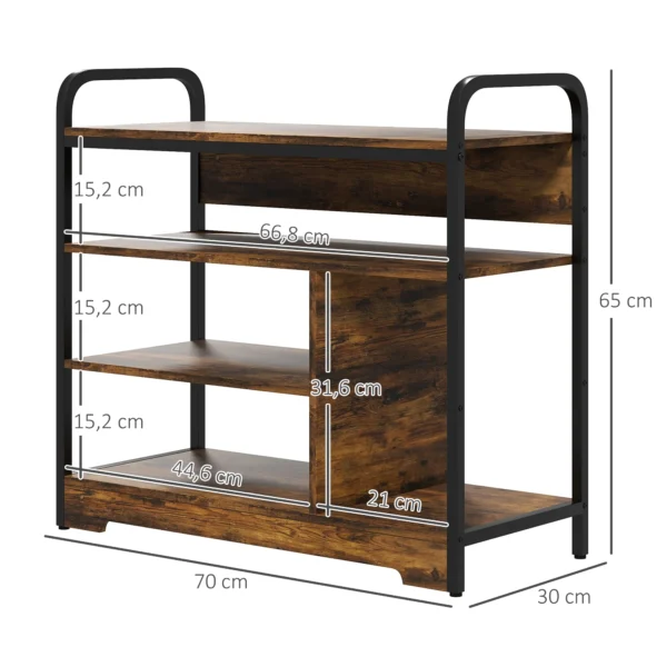 Schoenenrek schoenenstandaard 4 niveaus met handvat voor maximaal 11 paar schoenen schoenenplank voor entree hal 70 x 30 x 65 cm rustiek bruin 4