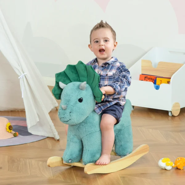 Schommelpaard schommeldier voor kinderen donkergroen 64 x 30 x 54 cm, stabiel & veilig, ideaal voor speelkamer 2