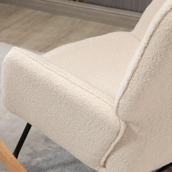 Schommelstoel, accentstoel, relaxstoel met berbervlies, voor slaapkamer, tot 120 kg, beige, 71x92x101 cm 10