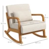 Schommelstoel gestoffeerde schommelstoel met houten frame armleuning relaxstoel voor slaapkamer woonkamer crèmekleurig 4