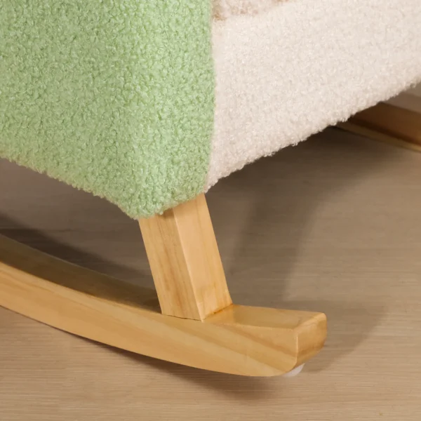 Schommelstoel kindersofa knusse kinderfauteuil eucalyptushout in imitatie lamsvacht groen vanaf 3 jaar ideaal voor kinderkamer 10