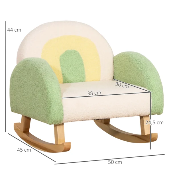 Schommelstoel kindersofa knusse kinderfauteuil eucalyptushout in imitatie lamsvacht groen vanaf 3 jaar ideaal voor kinderkamer 4